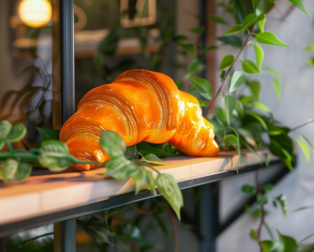 Croissants on a shelf in a cafe Croissants on a shelf in a cafe