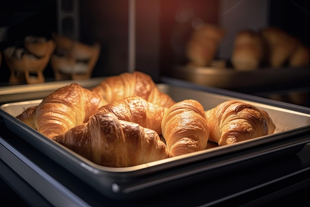 Croissants on a tray fresh from the oven Ai generative