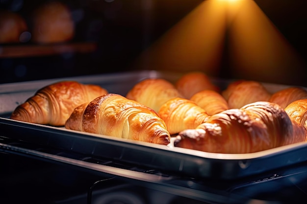 Croissants on a tray fresh from the oven Ai generative