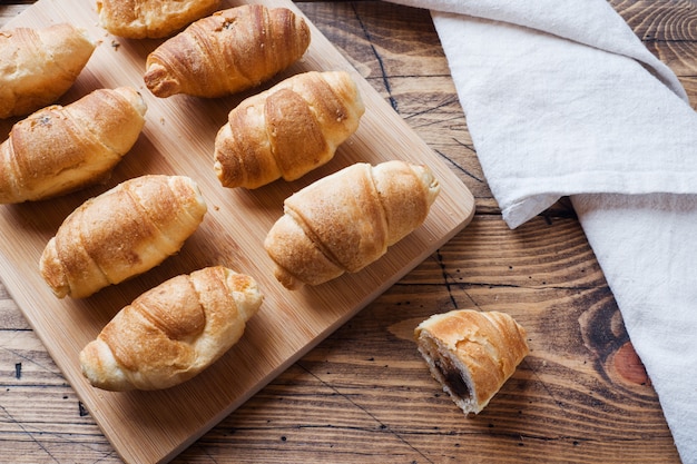 Croissants with chocolate filling 