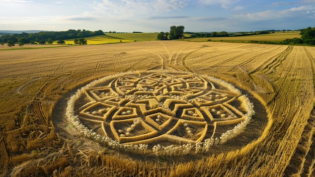 Crop Circles With Geometric Circles Spirals or Sacred Geometry Design