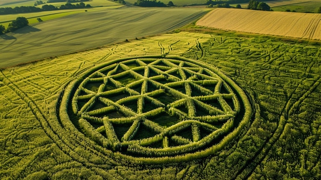 Crop Circles With Geometric Circles Spirals or Sacred Geometry Design