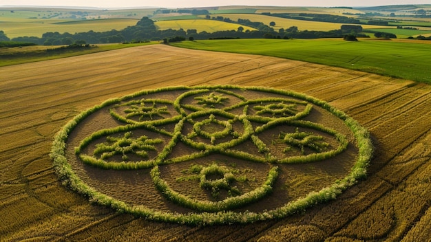 Crop Circles With Geometric Circles Spirals or Sacred Geometry Design