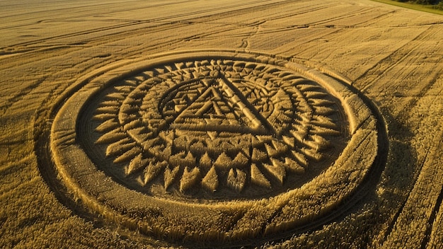 Crop Circles With Geometric Circles Spirals or Sacred Geometry Design