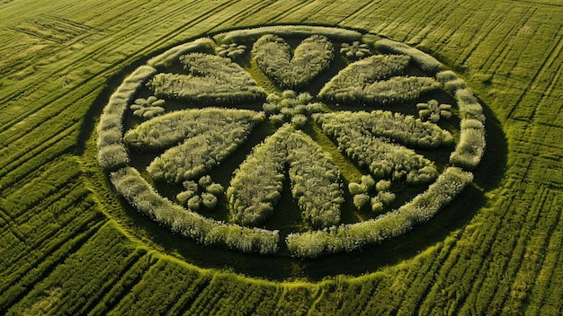 Crop Circles With Geometric Circles Spirals or Sacred Geometry Design