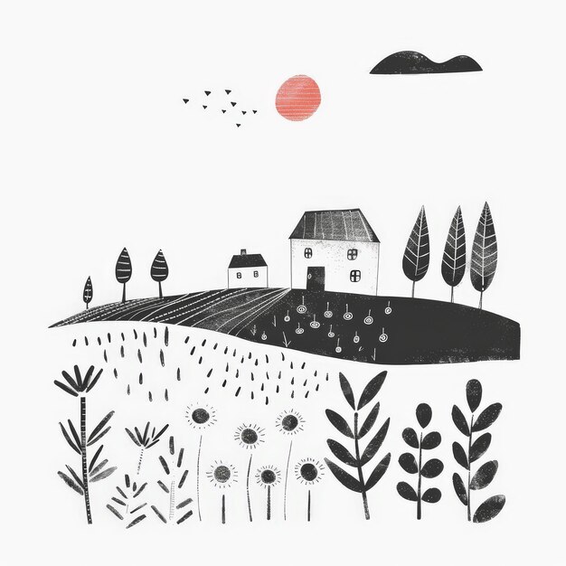 Photo crop and farm line icons in the style of catherine hyde high resolution terada katsuya white background tranquil gardenscapes