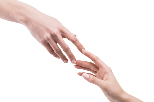 Crop hands touching each other