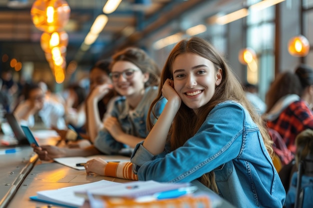 Crop shot of students at table