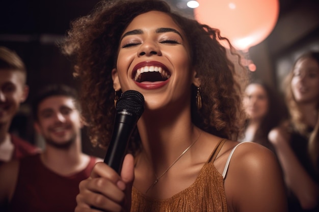 Cropped shot of a beautiful young woman singing with friends at her birthday party