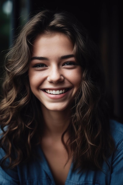 A cropped shot of a beautiful young woman smiling created with generative ai