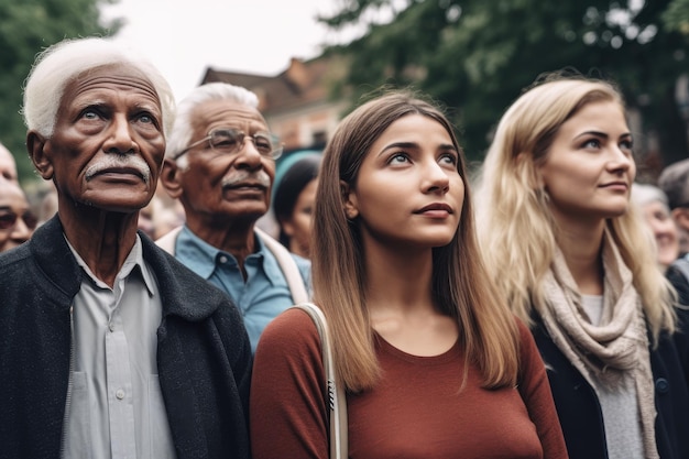 Cropped shot of a diverse group of people standing in a community created with generative ai