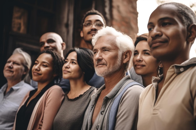 Cropped shot of a diverse group of people standing in a community created with generative ai