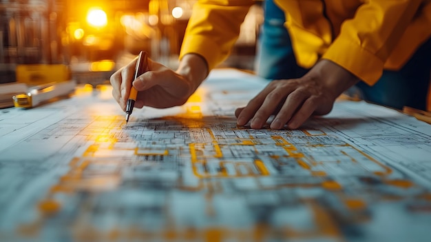 Photo cropped shot of a engineers and architects are helping to design the construction