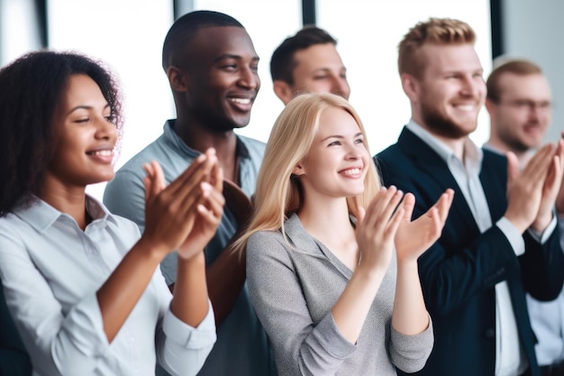 Cropped shot of a group of people applauding created with generative ai