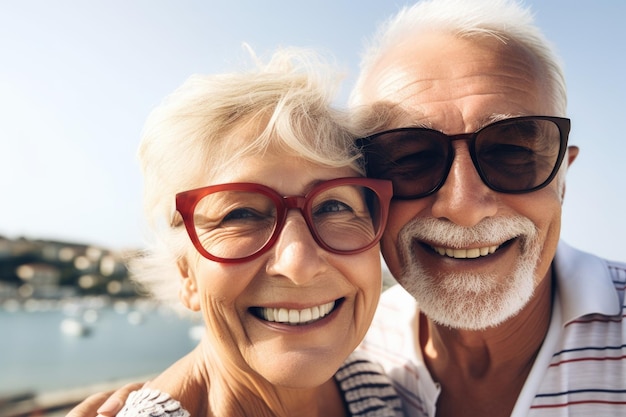 Cropped shot of a happy senior couple taking a selfie together on vacation