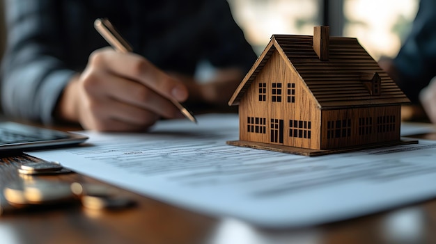 Cropped shot of a lawyer is consulting clients about the house purchase contract