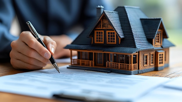 Photo cropped shot of a lawyer is consulting clients about the house purchase contract