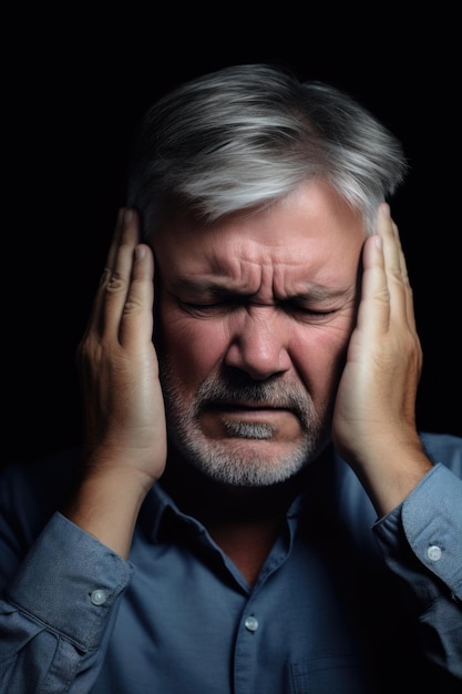 Cropped shot of a man holding his head in pain