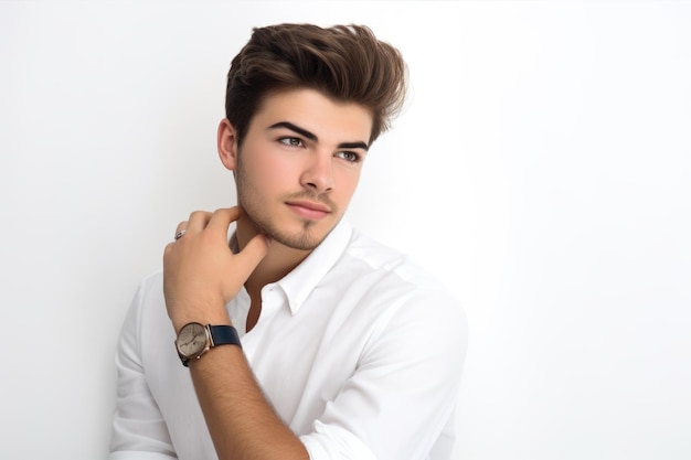 Cropped shot of a stylish young man posing against a white background