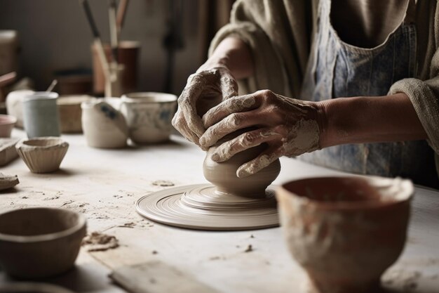 Cropped shot of an unrecognizable woman working in a ceramics studio