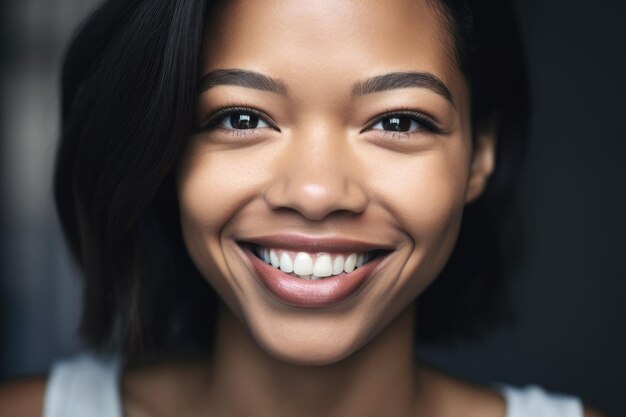 Cropped shot of a woman smiling at the camera created with generative ai