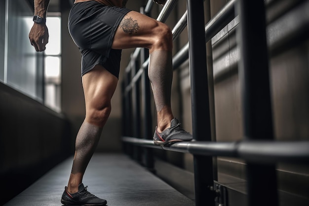 Cropped shot of a young male athlete with a prosthetic leg created with generative ai