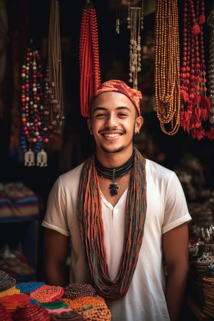 Cropped shot of a young male vendor in his store created with generative ai