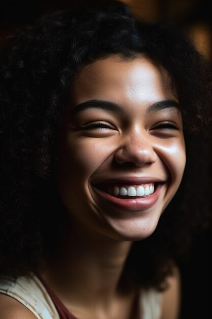 Cropped shot of a young woman smiling brightly created with generative ai