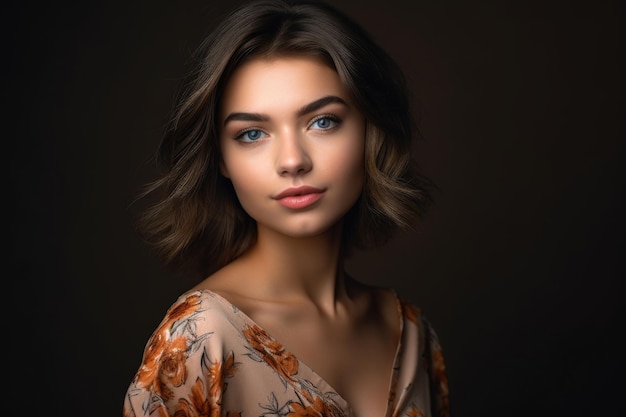 Cropped studio portrait of a beautiful young woman posing in her created with generative ai