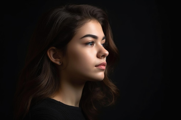 Cropped studio shot of a beautiful young woman looking thoughtful created with generative ai