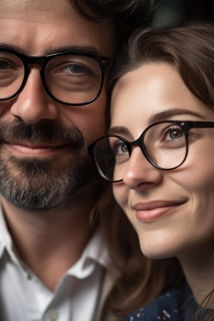 Cropped view of a couple with the man wearing glasses