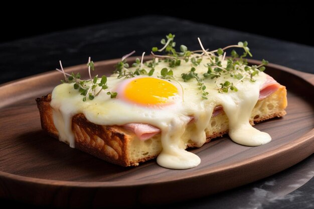 Photo croque monsieur with ham and gruyere cheese toppe sandwich food images 374jpg