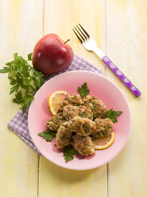 Croquettes with meat and applee