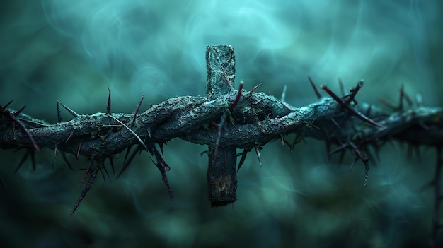 Cross Adorned With A Crown Thorns Wallpaper