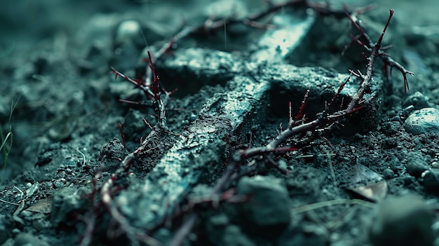 Cross Adorned With A Crown Thorns Wallpaper