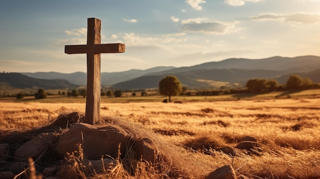 Cross in a field