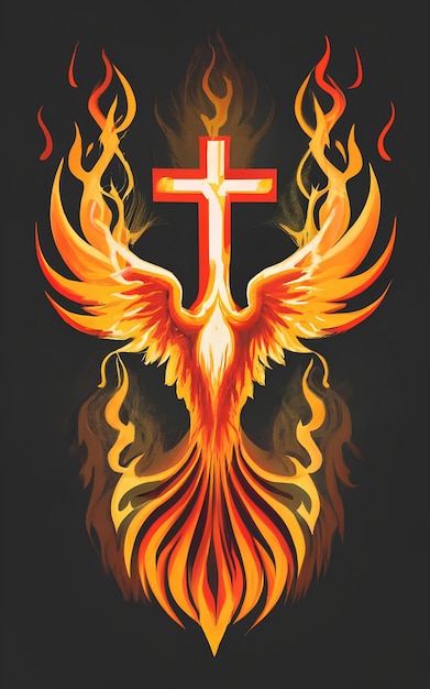 cross flame around eagle