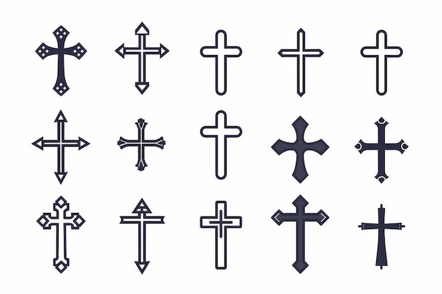 Photo cross icon christianity religion symbol christian sign cross shape church emblem catholicism symbol