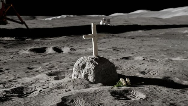 Photo a cross sits on the moon with a white cross on it