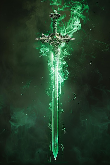 a cross with a green background and a green light on it