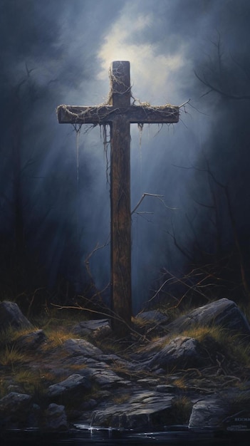 a cross with the words " crucifix " in the dark.