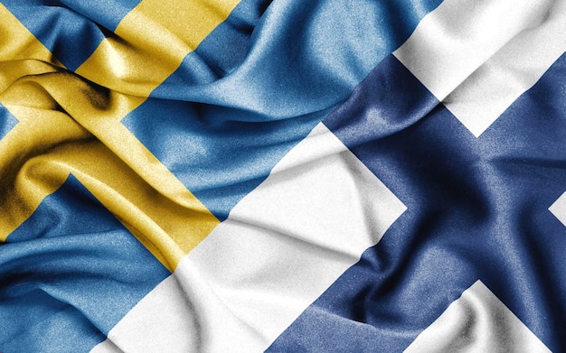 crossed flags of sweden and finland