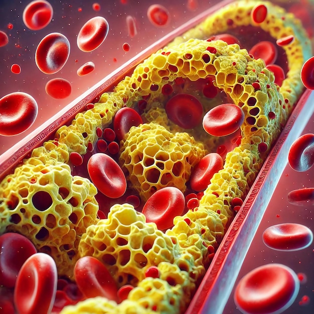 Crosssection of blood vessel with plaque buildup