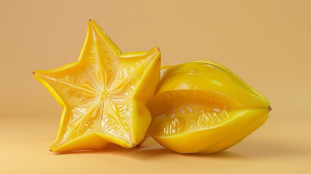 Photo crosssection of a starfruit displaying its star shape