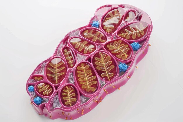 Photo crosssection view of mitochondria medical info graphics on white background 3d rendering