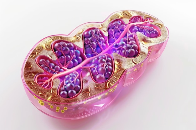 Crosssection view of Mitochondria Medical info graphics on white background 3d rendering