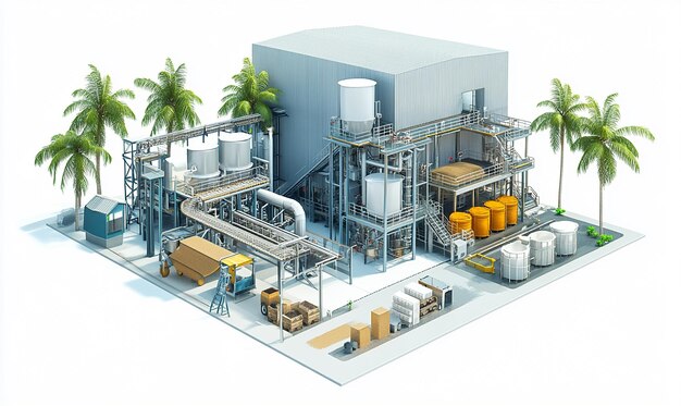 Photo a crosssectional view of a coconut processing plant