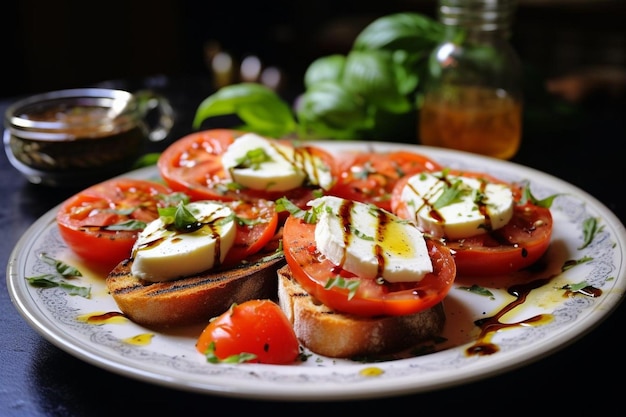 Crostini with Tomato and Mozzarella Salad yummy delicious Crostini image