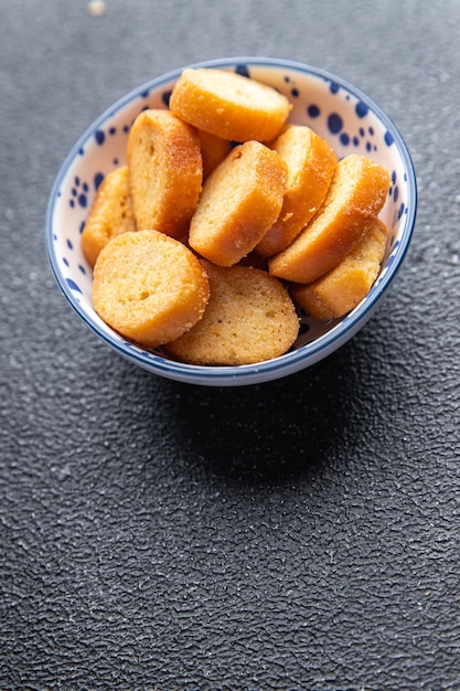 croutons for salad dried flavored bread fresh healthy meal food snack on the table copy space food