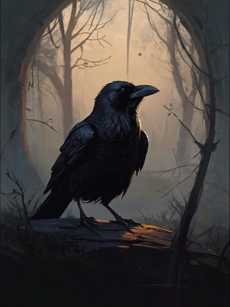 A crow among the darkness